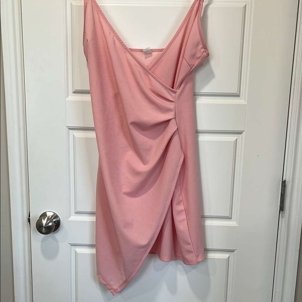 Amazon Pink Asymmetrical Ruched Cocktail Dress